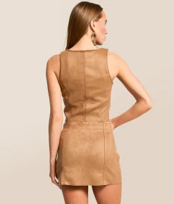 HIDDEN Abbey Faux Suede Cropped Vest Suede Caramel Sale