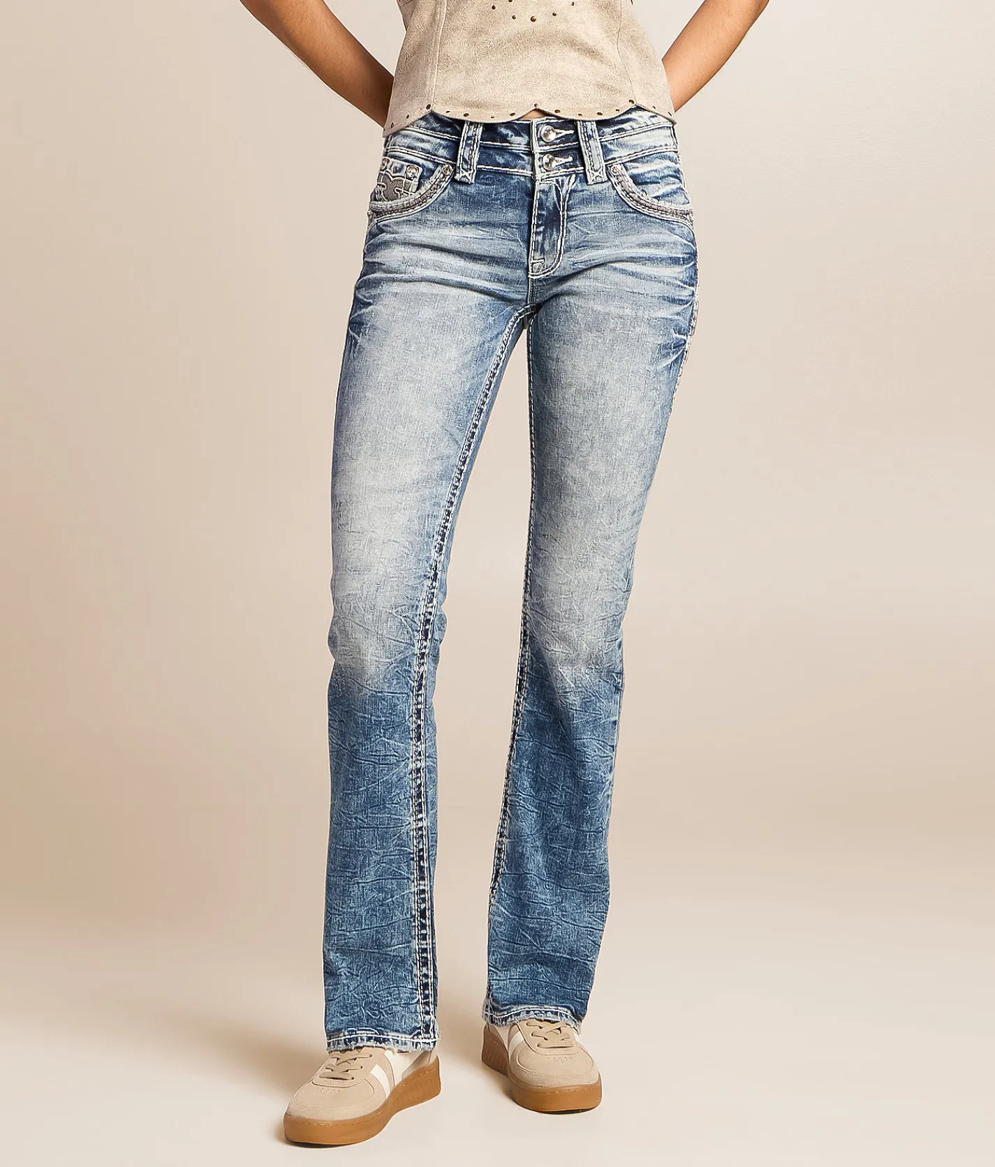 Jeans|Bottoms | Rock Revival Abelia Mid-Rise Tailored Boot Stretch Jean Abelia MT201