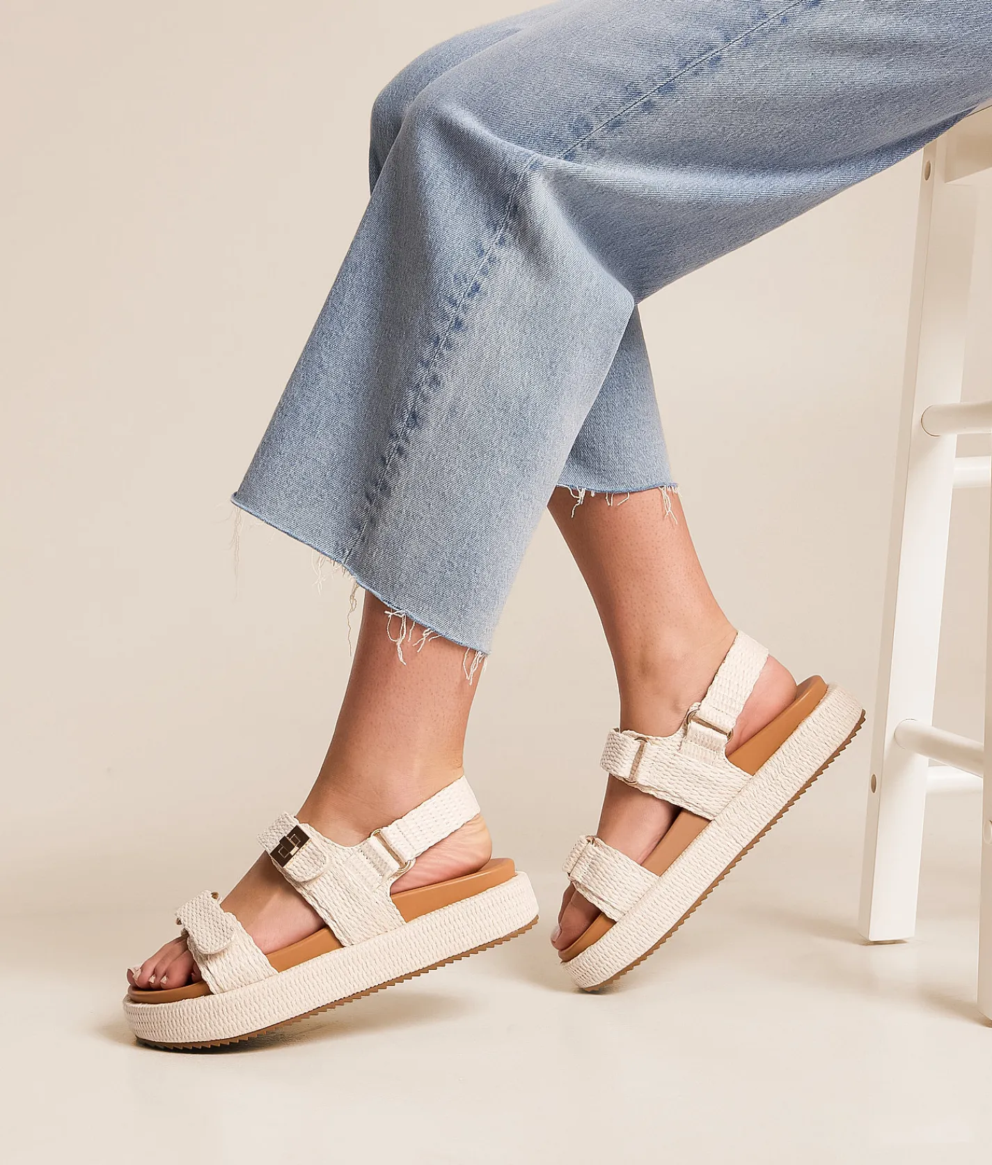 Shoes | Mia Abiggail Raffia Flatform Sandal Bone