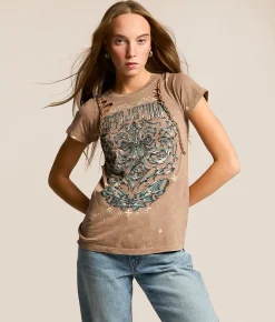 Tops | Affliction Abrasive Line T-Shirt Taupe Lava Wash