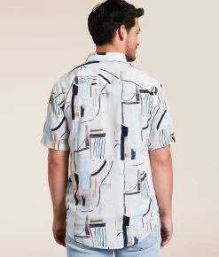 Tops | Johnny Q Abstract Shirt Turquoise