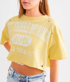 Goodie Two Sleeves AC/DC Cropped Band T-Shirt French Vanilla Sale