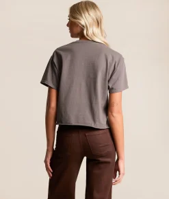 Tops | Junkfood AC/DC Cropped Band T-Shirt Charcoal