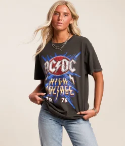 Merch Traffic AC/DC High Voltage Band T-Shirt Washed Black Clearance