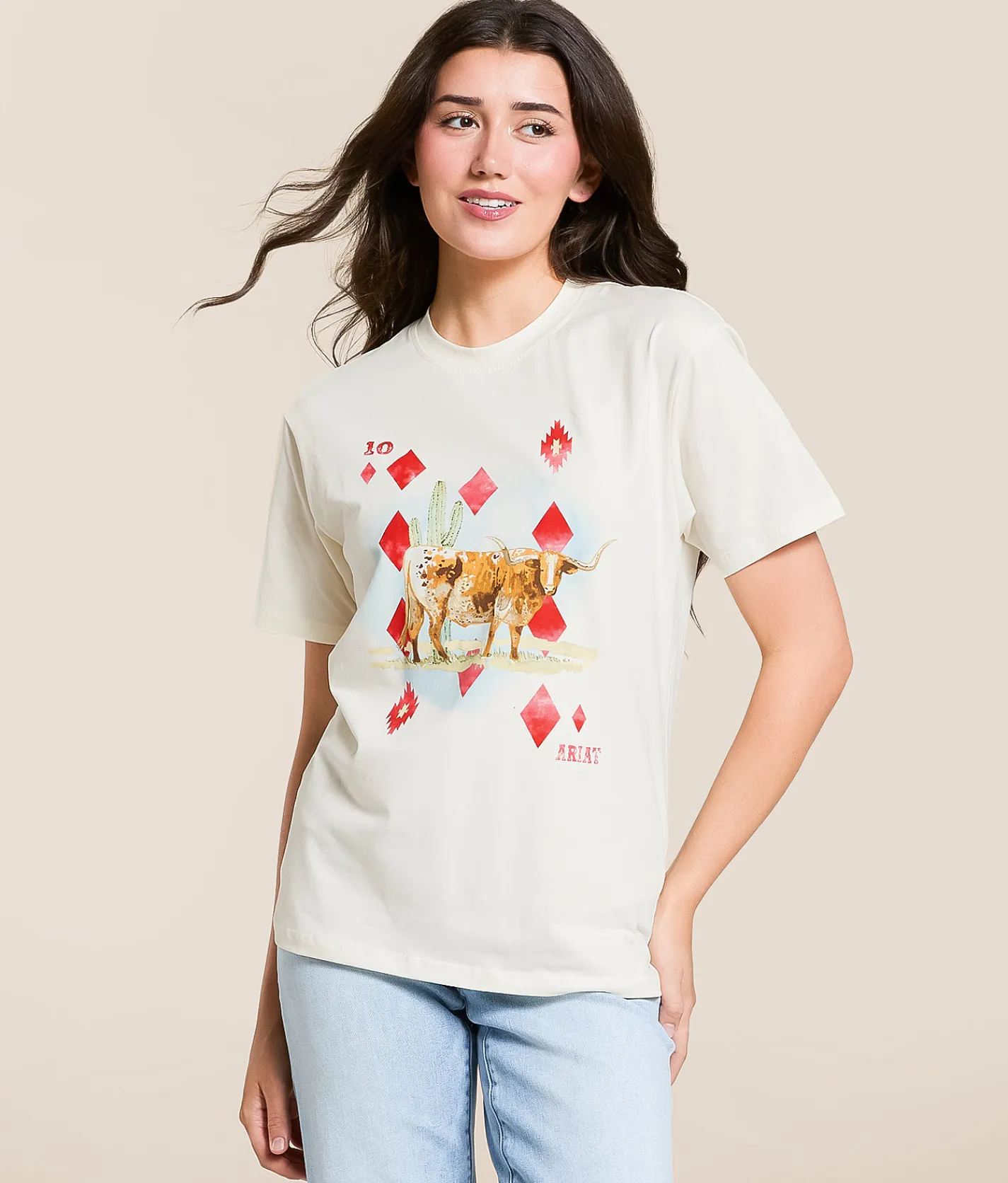 Tops | Ariat Aces Boyfriend T-Shirt Papyrus