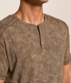 Buckle Black Acid Wash Henley Brown Outlet