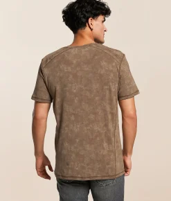 Buckle Black Acid Wash Henley Brown Outlet