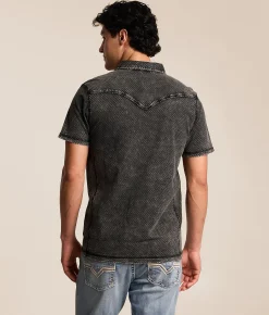 Tops | Buckle Black Acid Wash Polo Black