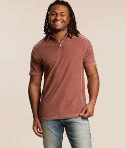Tops | Buckle Black Acid Wash Polo Cherry Mahogany Almond