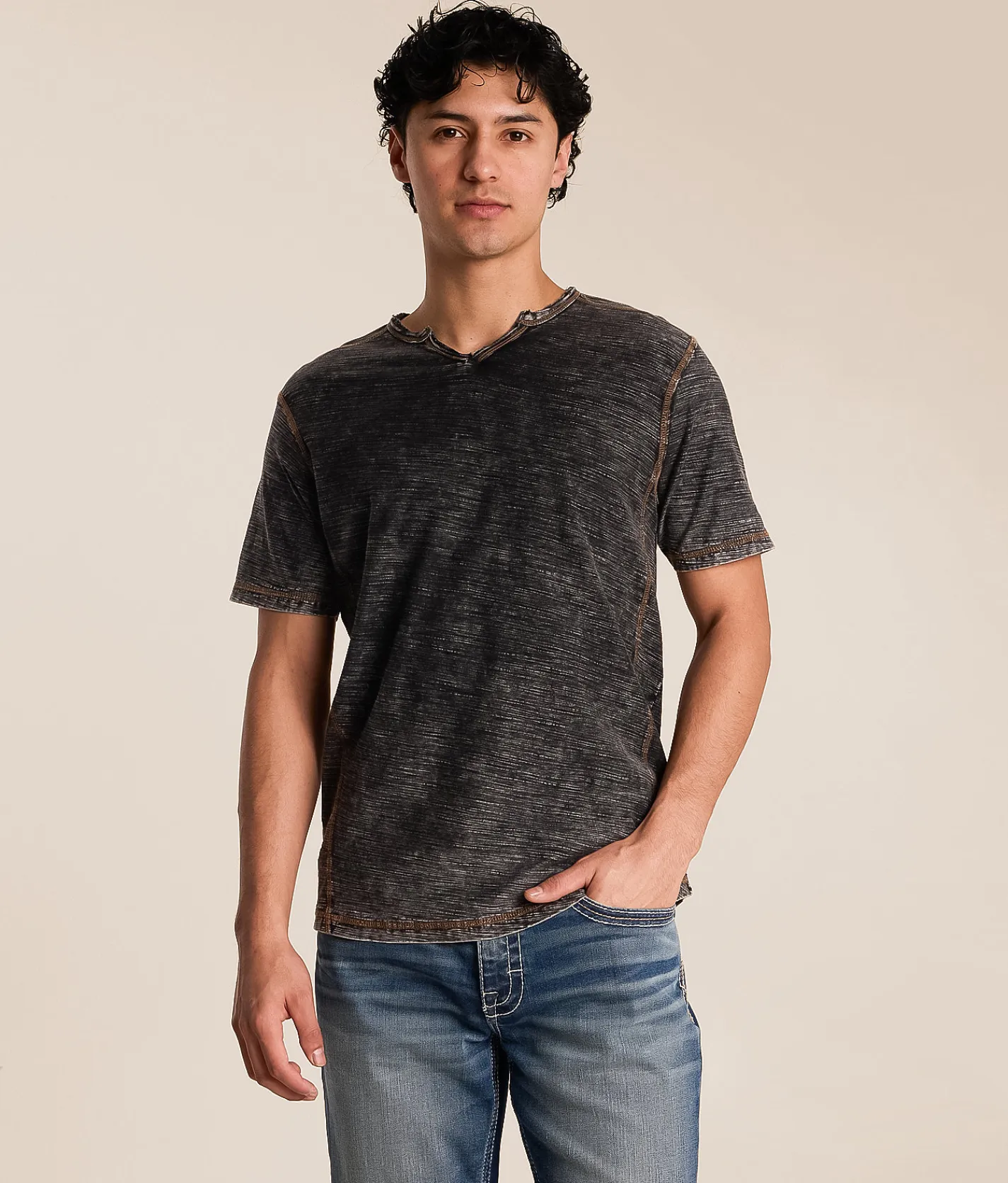 Buckle Black Acid Wash Slub T-Shirt Black Hot