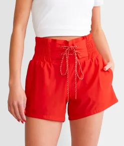 Shorts|Bottoms | Mono B Active Lace-Up Short High Risk Red
