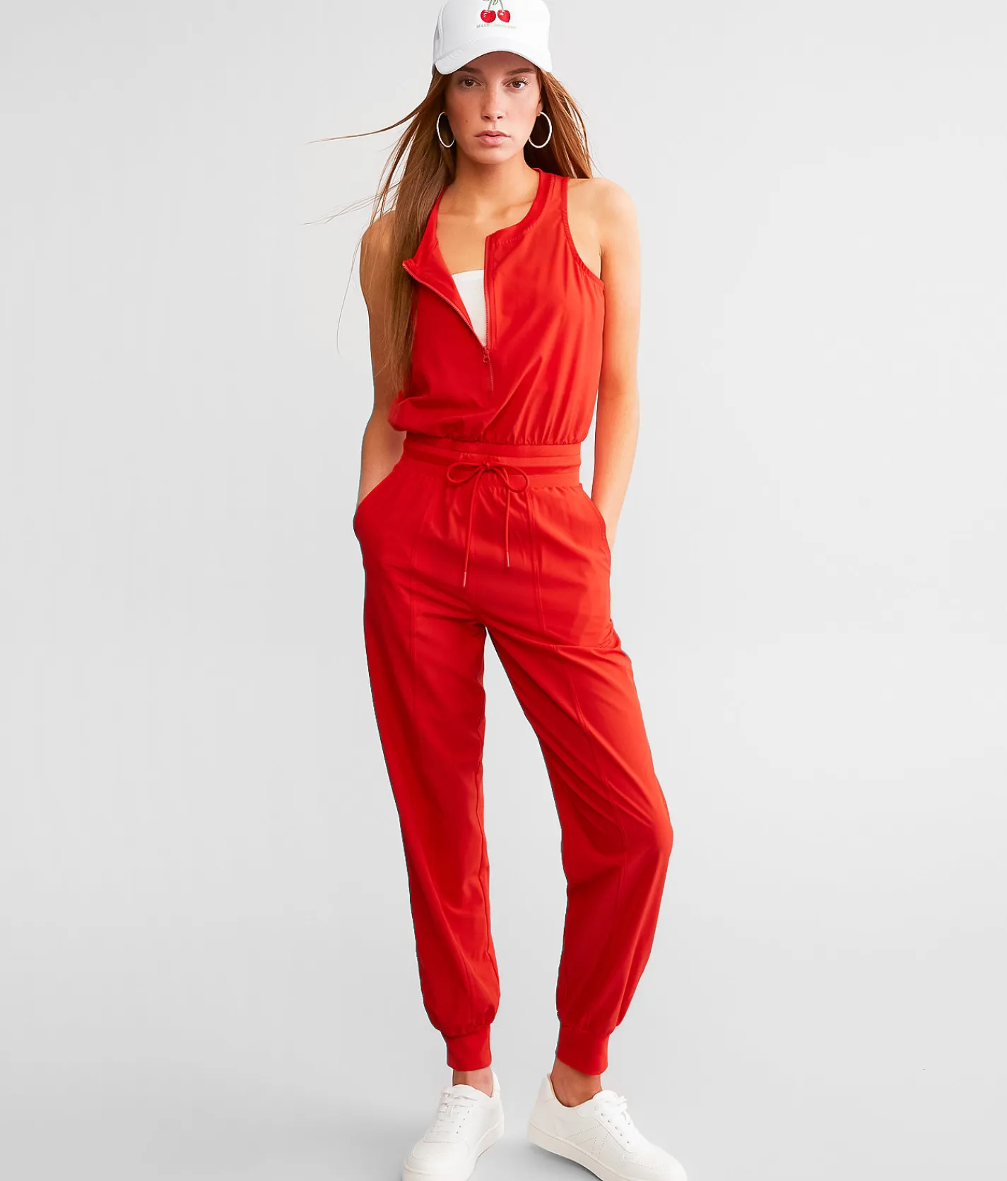 Mono B Active Solid Jumpsuit High Risk Red Outlet