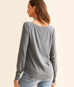 White Crow Ada Ribbed Top Charcoal Heather Clearance