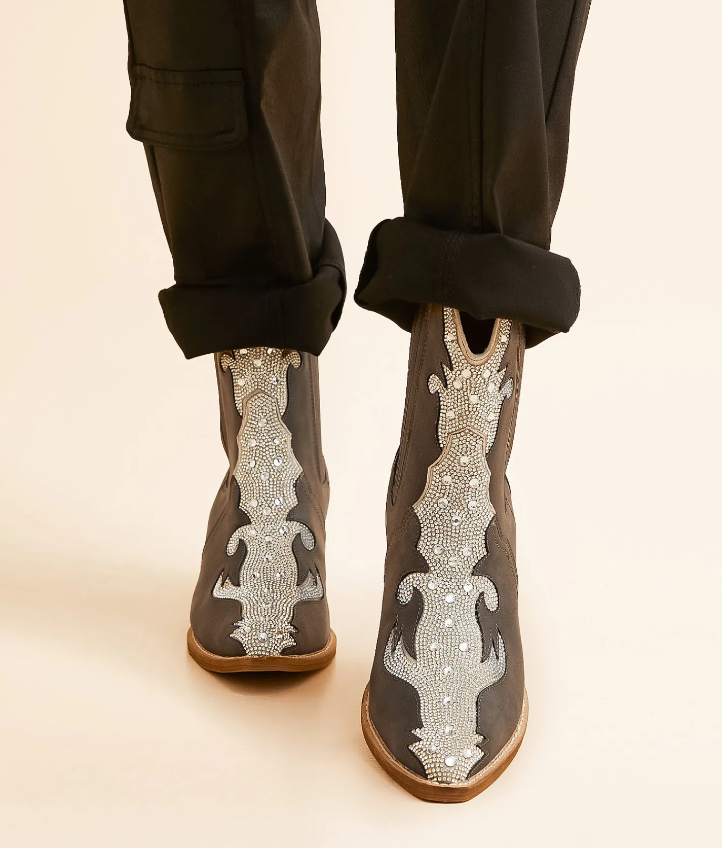 Shoes | Beast Fashion Adella Sparkle Western Boot Black