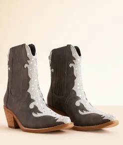 Shoes | Beast Fashion Adella Sparkle Western Boot Black