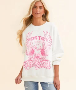 Goodie Two Sleeves Aerosmith Boston Oversized Band Pullover Whisper White Best