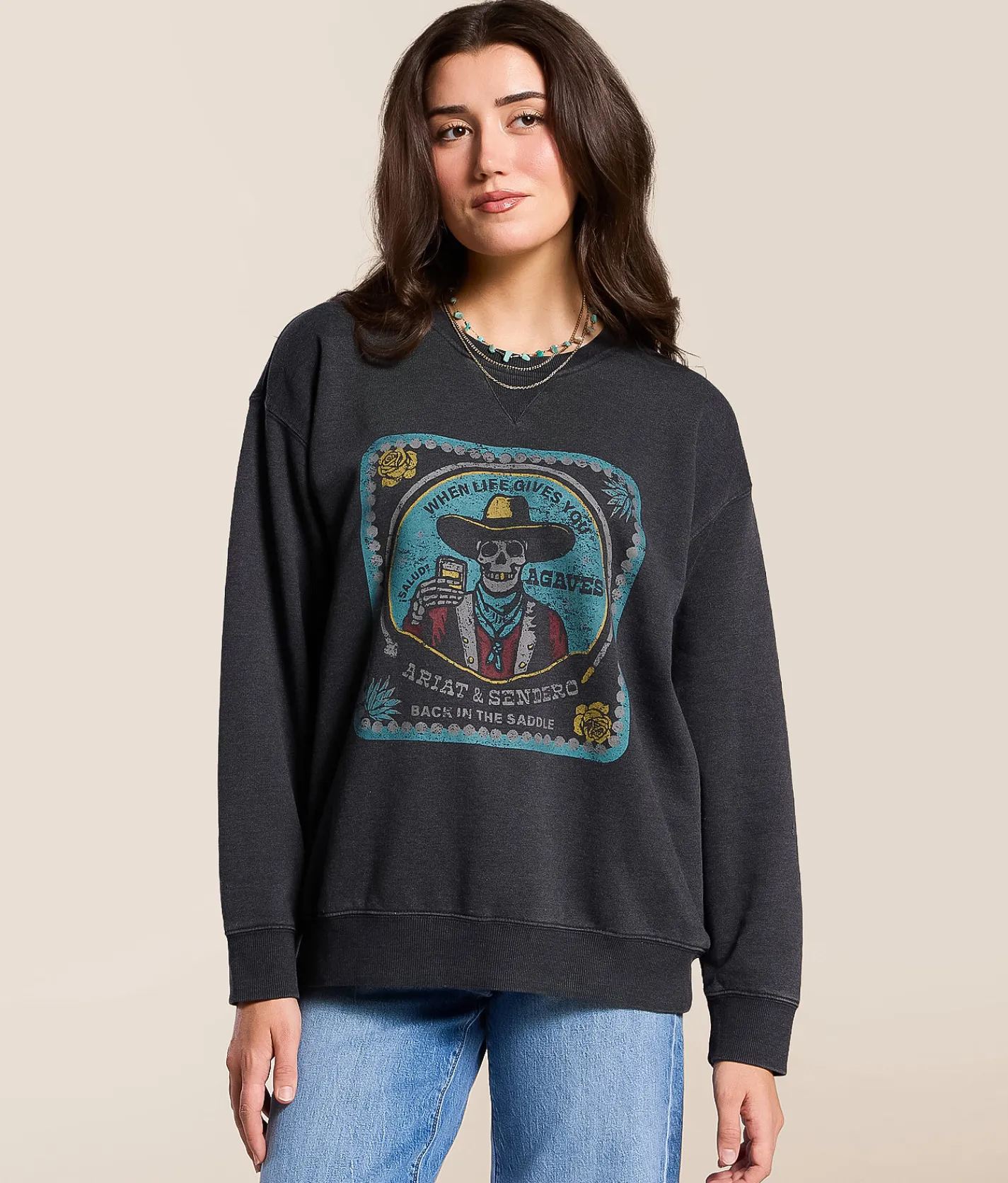 Tops | Ariat x Sendero Provisions Co. Agaves Pullover Black Mineral Wash
