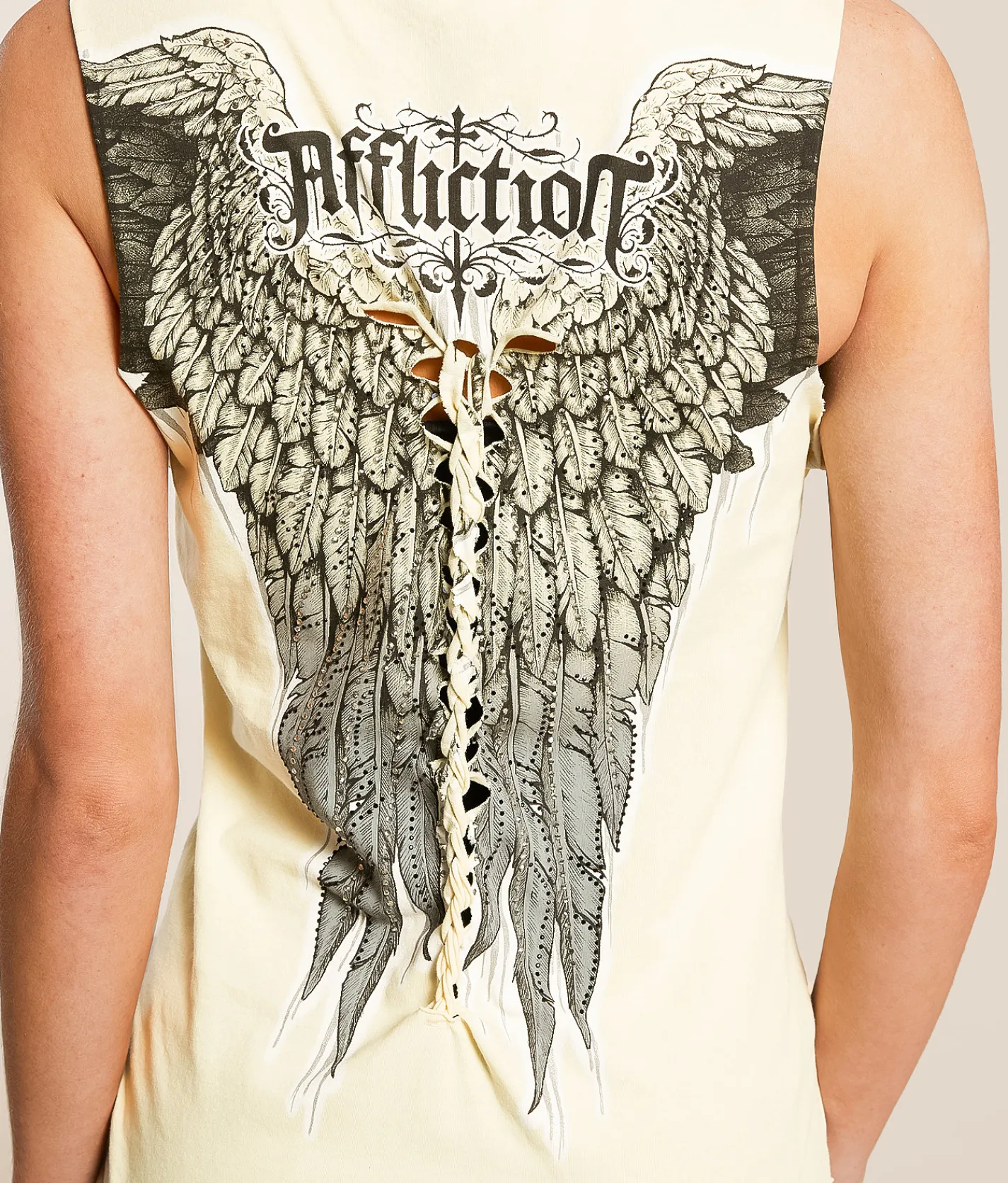 Tops | Affliction Age Of Winter Rust Tank Top Cream Reactive