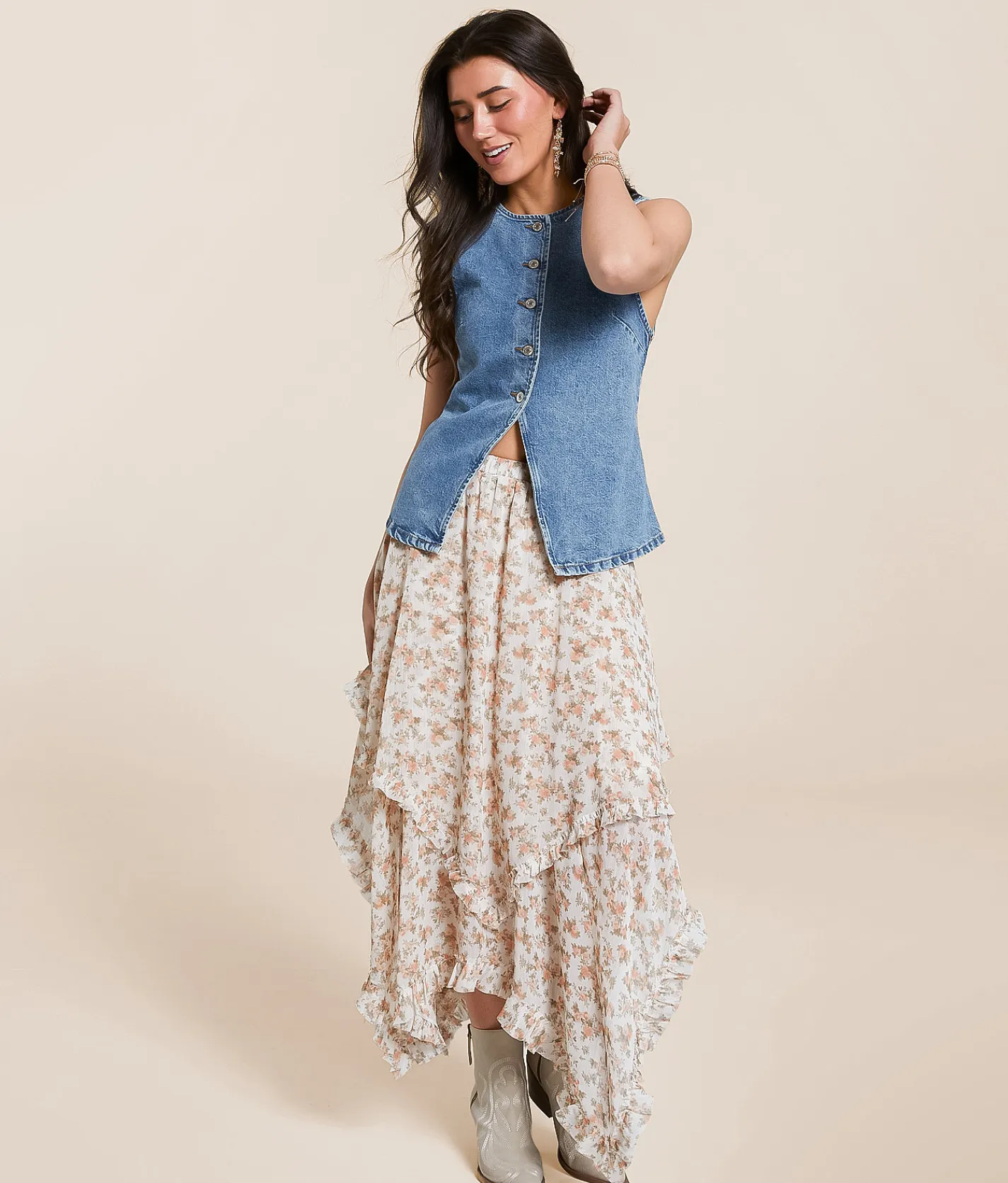 Tops|Coats & Jackets | Free People Aimee Denim Vest Ultra Light Beam