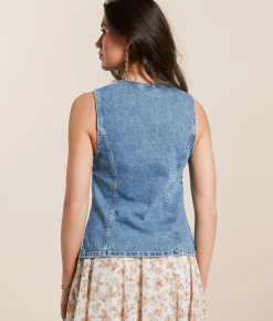 Tops|Coats & Jackets | Free People Aimee Denim Vest Ultra Light Beam