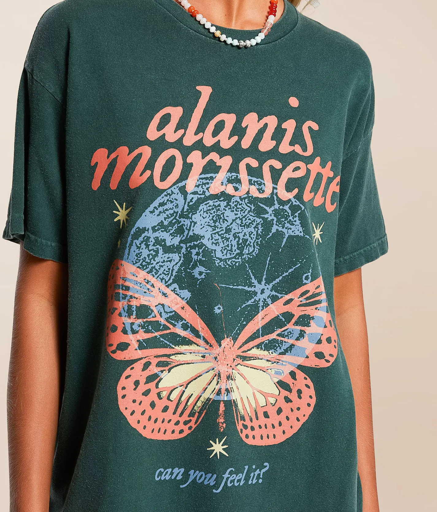 Tops | MANHEAD Alanis Morissette Band Oversized T-Shirt Khaki Green