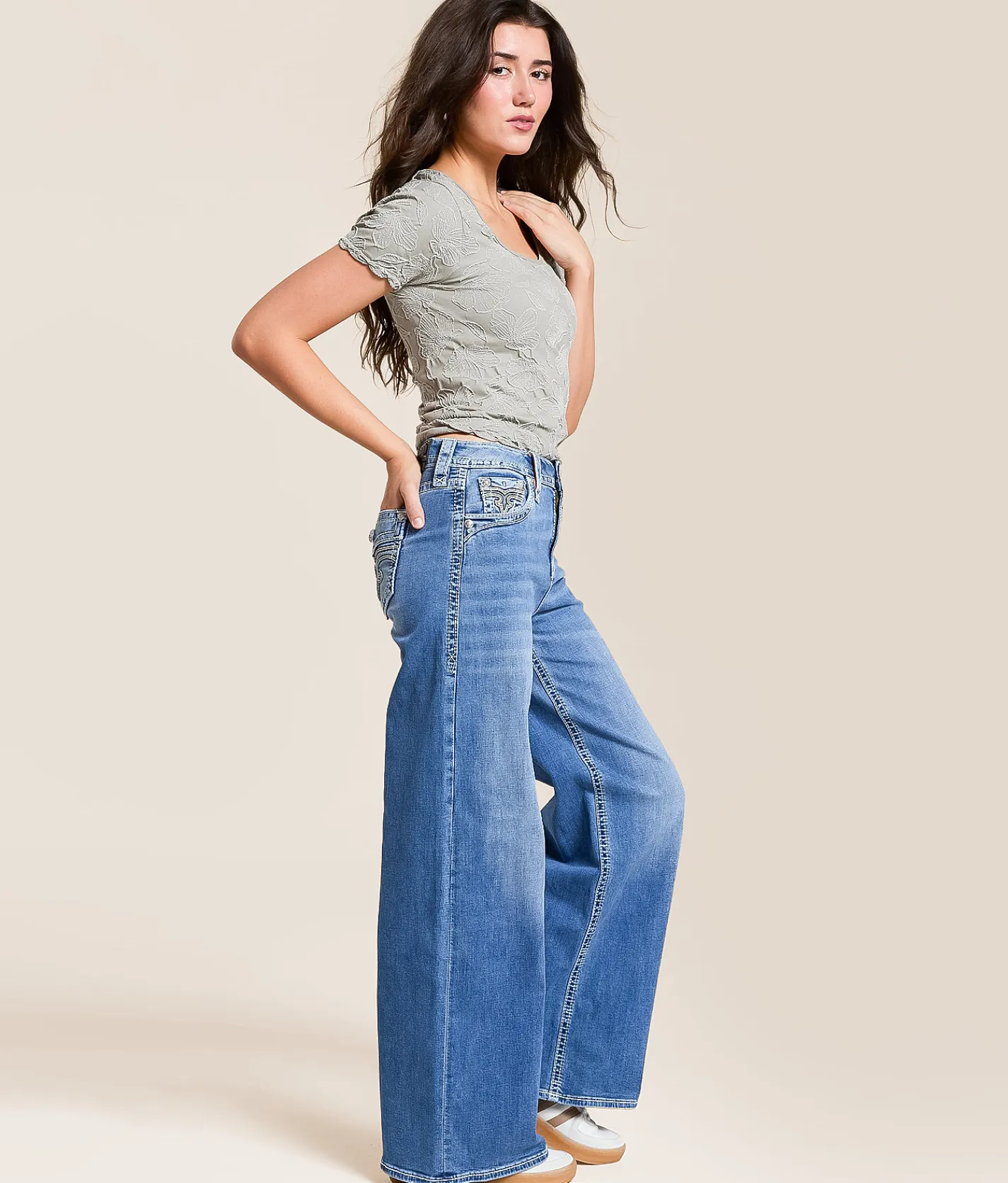 Rock Revival Alivia Wide Leg Baggy Stretch Jean Alivia BYIII288 Online