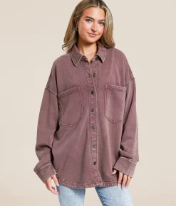 Tops|Coats & Jackets | Z Supply All Day Knit Washed Shacket Sandalwood
