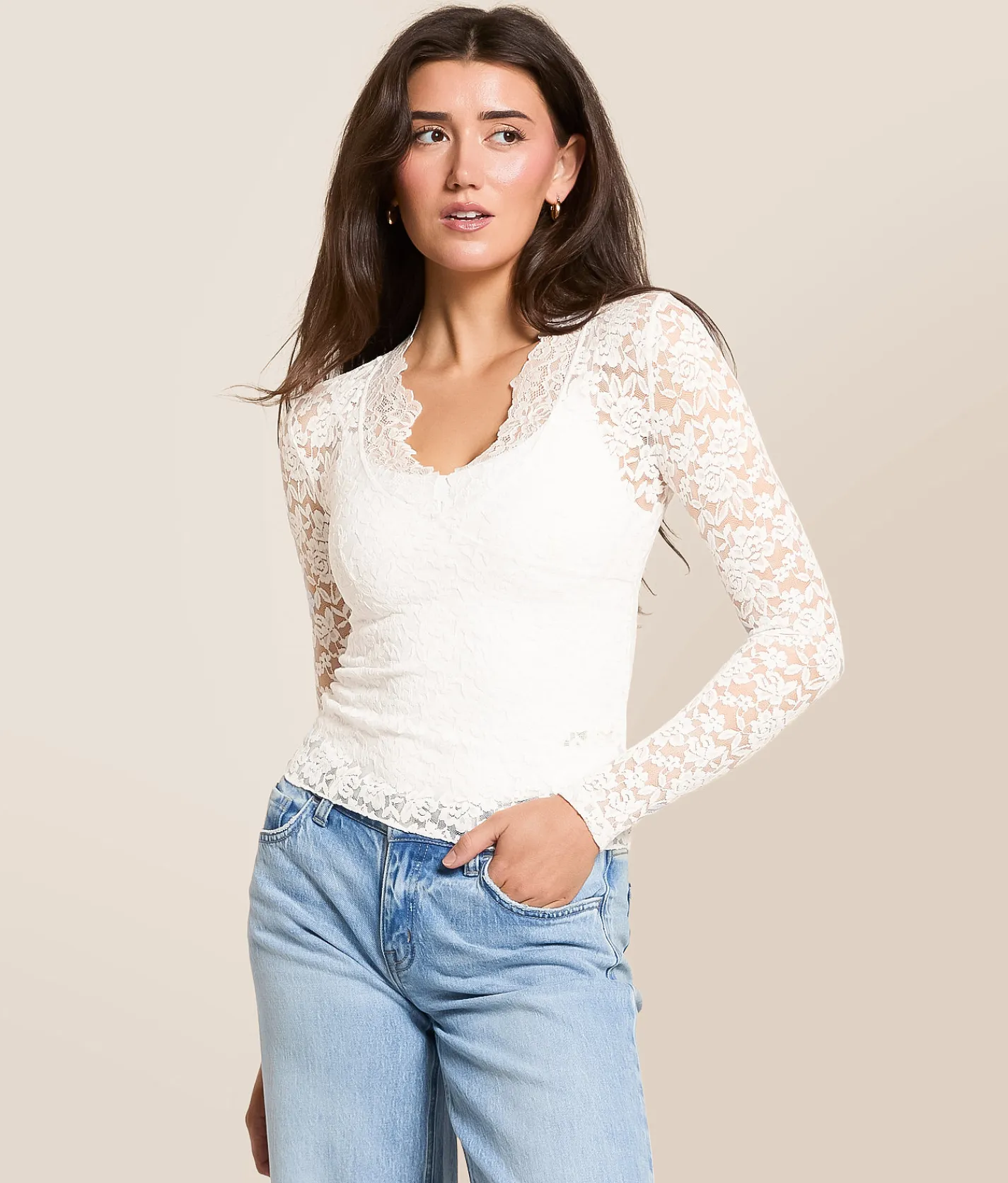 Free People All Day Lace Top Ivory Online