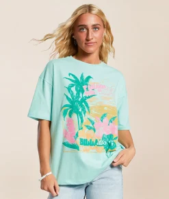 Tops | Billabong All Good In Summer Oversized T-Shirt Sky Blue