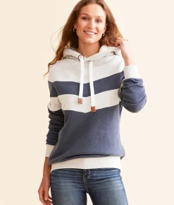 Tops | Wanakome Allia Color Block Hooded Sweatshirt Navy Heather Oatmeal