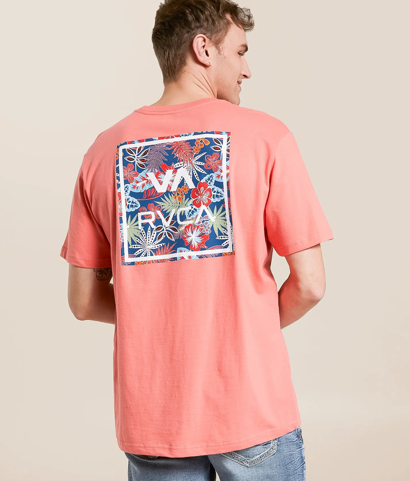 RVCA All The Way T-Shirt Coral Pink Online