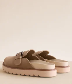 Mia Alme Big Buckle Clog Taupe