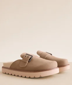 Mia Alme Big Buckle Clog Taupe