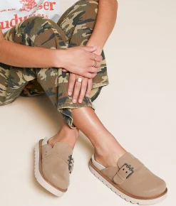 Mia Alme Big Buckle Clog Taupe