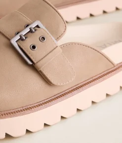 Mia Alme Big Buckle Clog Taupe