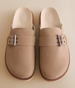 Mia Alme Big Buckle Clog Taupe