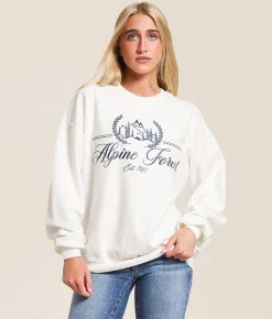Modish Rebel Alpine Forest Oversized Pullover Off White New