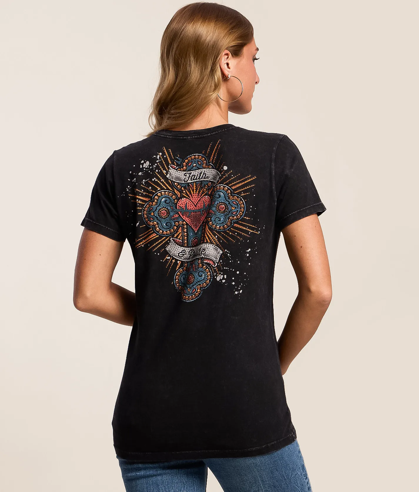 Tops | Affliction Altar Of Gold T-Shirt Black Lava Wash