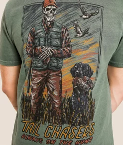 Tail Chasers Club Always Hunting T-Shirt Mulled Basil Pigment Dye New