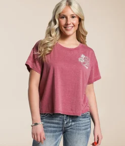 Tops | Ariat Always Ramblin' Cropped T-Shirt Dry Rose