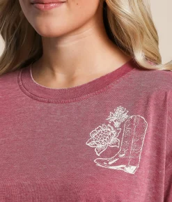 Tops | Ariat Always Ramblin' Cropped T-Shirt Dry Rose