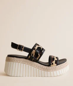 Shoes | Mia Alyshiaa Leopard Raffia Wedge Sandal Leopard Black