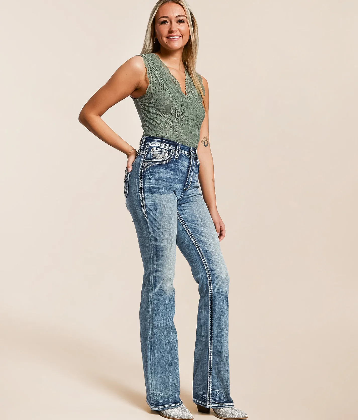 Rock Revival Alyvia Curvy High Rise Boot Stretch Jean Alyvia HB205 Hot