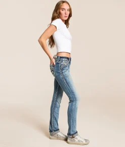 Rock Revival Alyvia Low Rise Straight Stretch Cuffed Jean Alyvia CJ206 Best