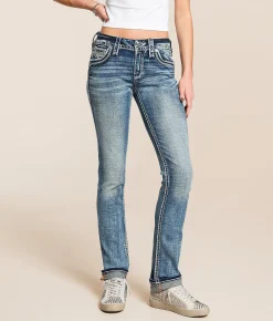 Rock Revival Alyvia Low Rise Straight Stretch Cuffed Jean Alyvia CJ206 Best