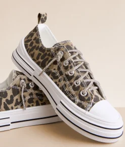Shoes | Very G Aman Rhinestone Sneaker Tan Leopard