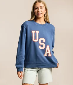 Tops | Z Supply Americana Boyfriend Pullover True Navy