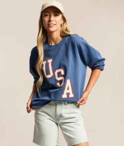 Tops | Z Supply Americana Boyfriend Pullover True Navy