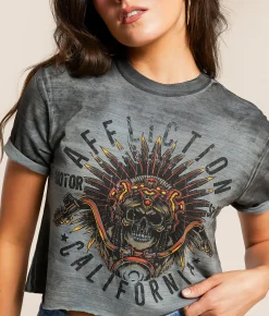 Affliction American Customs Ancient Rumble T-Shirt Silver Grey Reactive