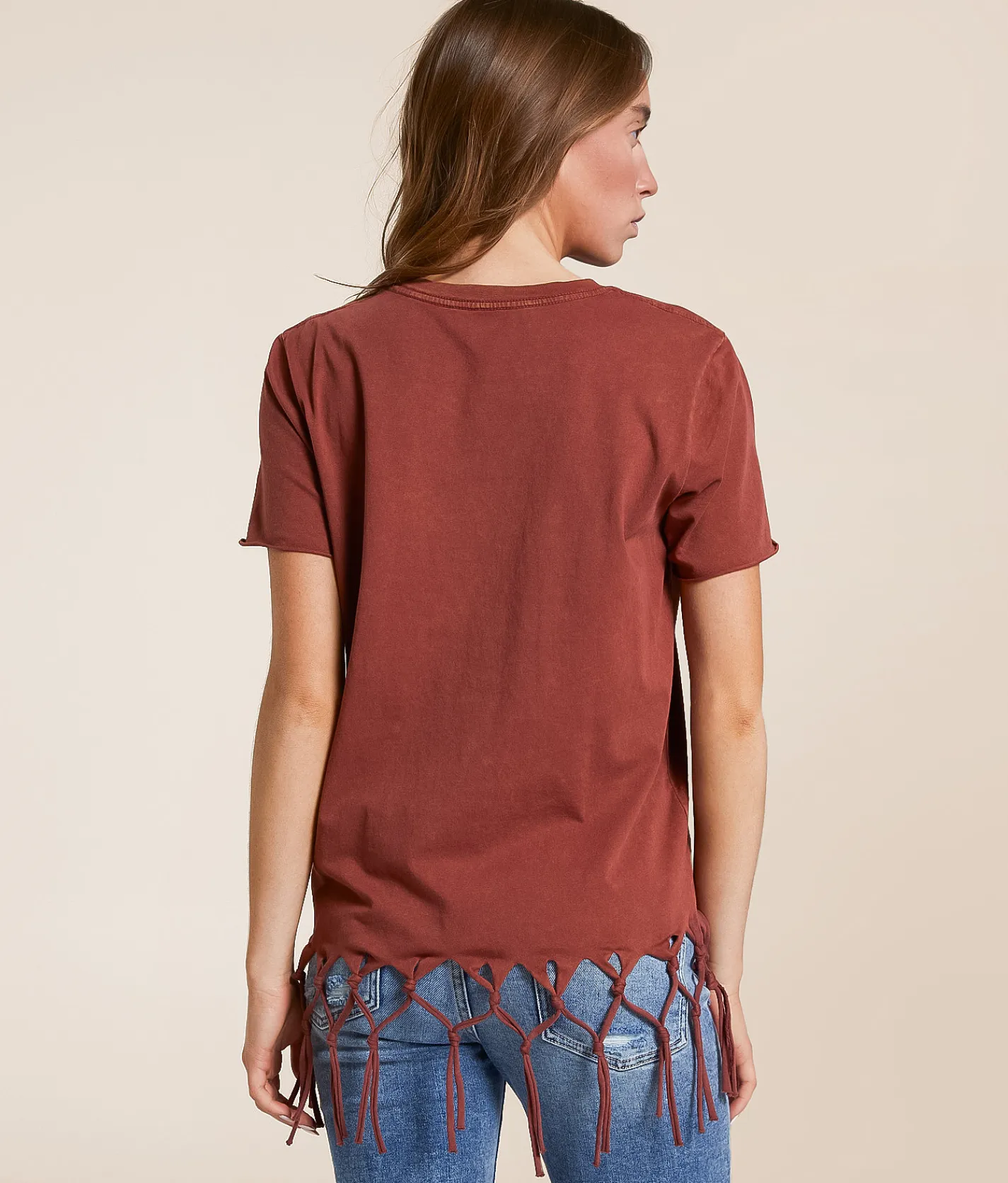 Tops | Affliction American Customs Davey Jones Fringe T-Shirt Red Ochre Lava Wash